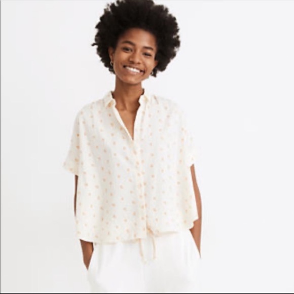 Madewell Tops - MADEWELL CROP SHIRT MINI ORANGE PRINT